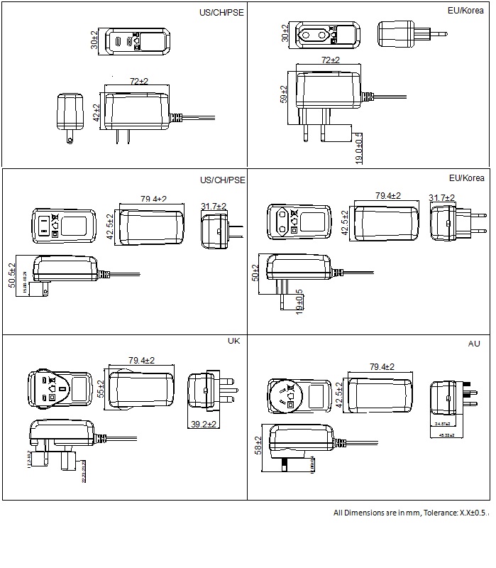 KT12W wall plug size